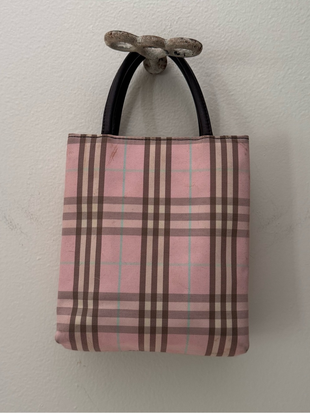 Burberry Nova Check Pink & Brown Top Handle Women's Mini Tote